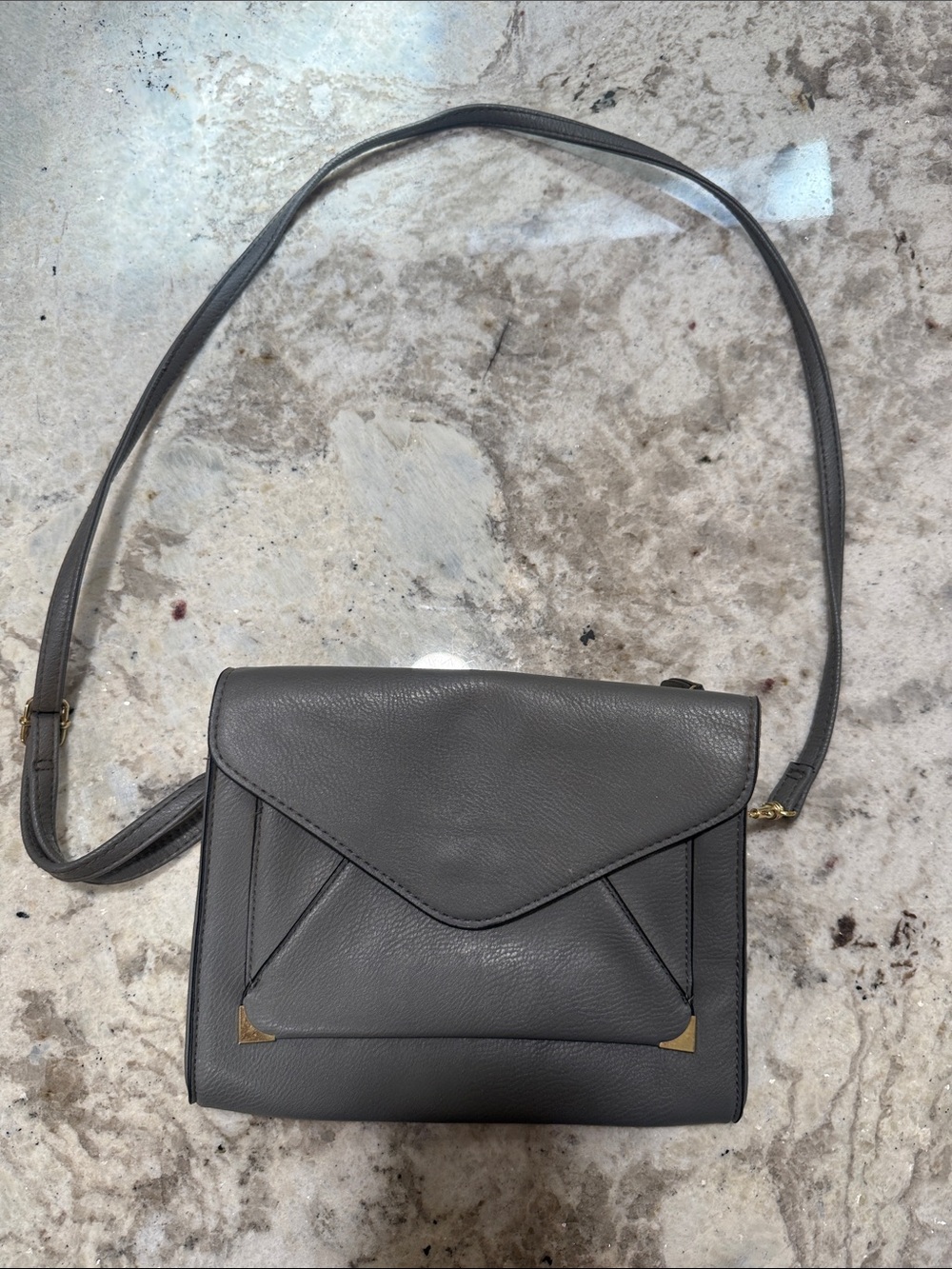 Apt. 9 Charcoal Grey Envelope-Style Crossbody with Gold Accents